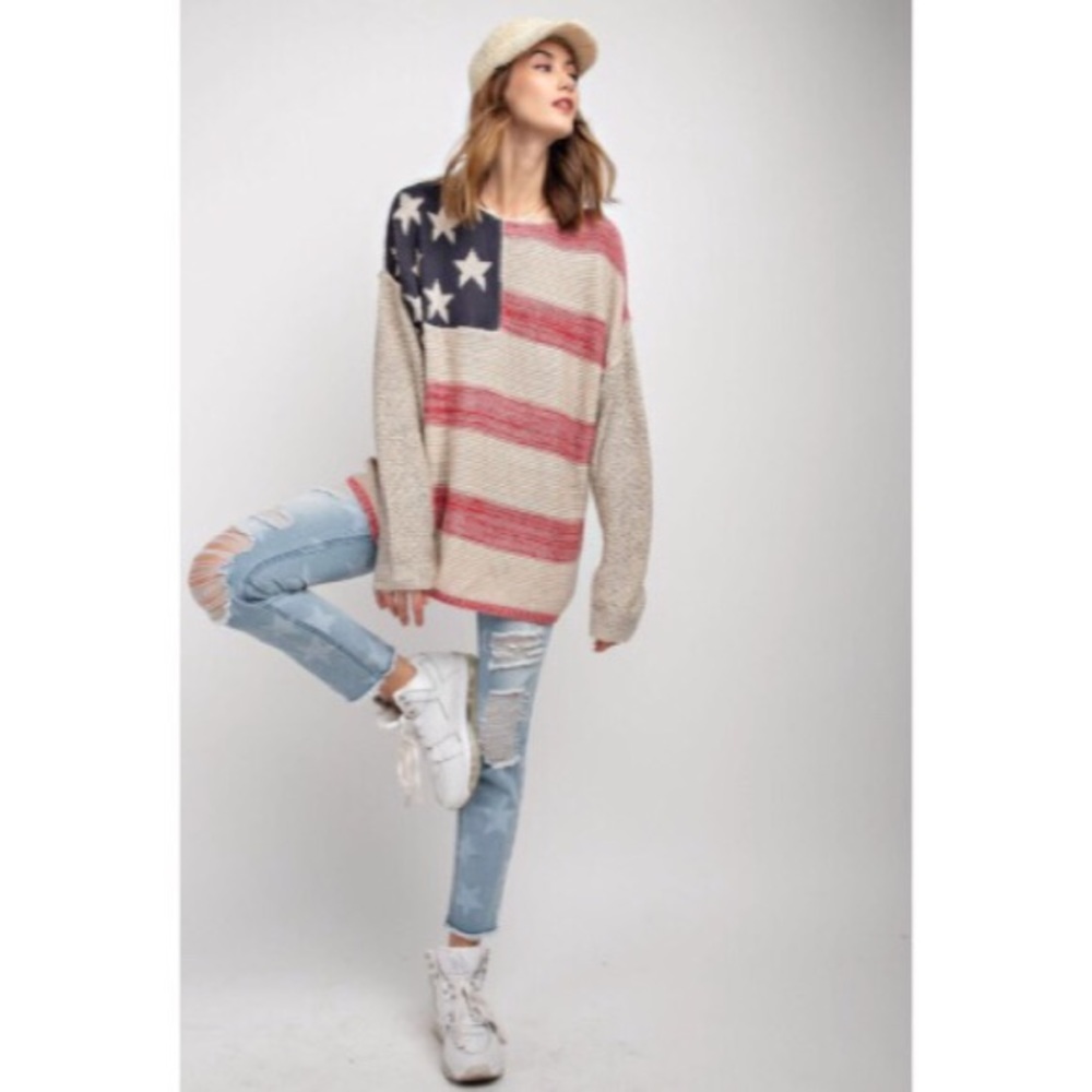 🇺🇸🆕🎉HP🎉5⭐️Flag Knit Sweater - Picture 3 of 7